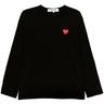 Unisex Long Sleeve Tee Red Heart in Black from Comme des Garçons Play