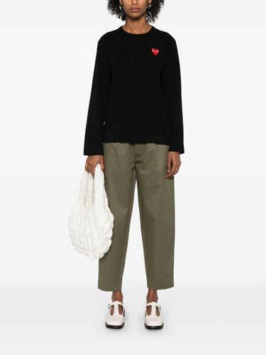 Unisex Long Sleeve Tee Red Heart in Black from Comme des Garçons Play