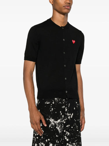 Unisex Round-Neck Cardigan Short-Sleeve in Black from Comme des Garçons Play