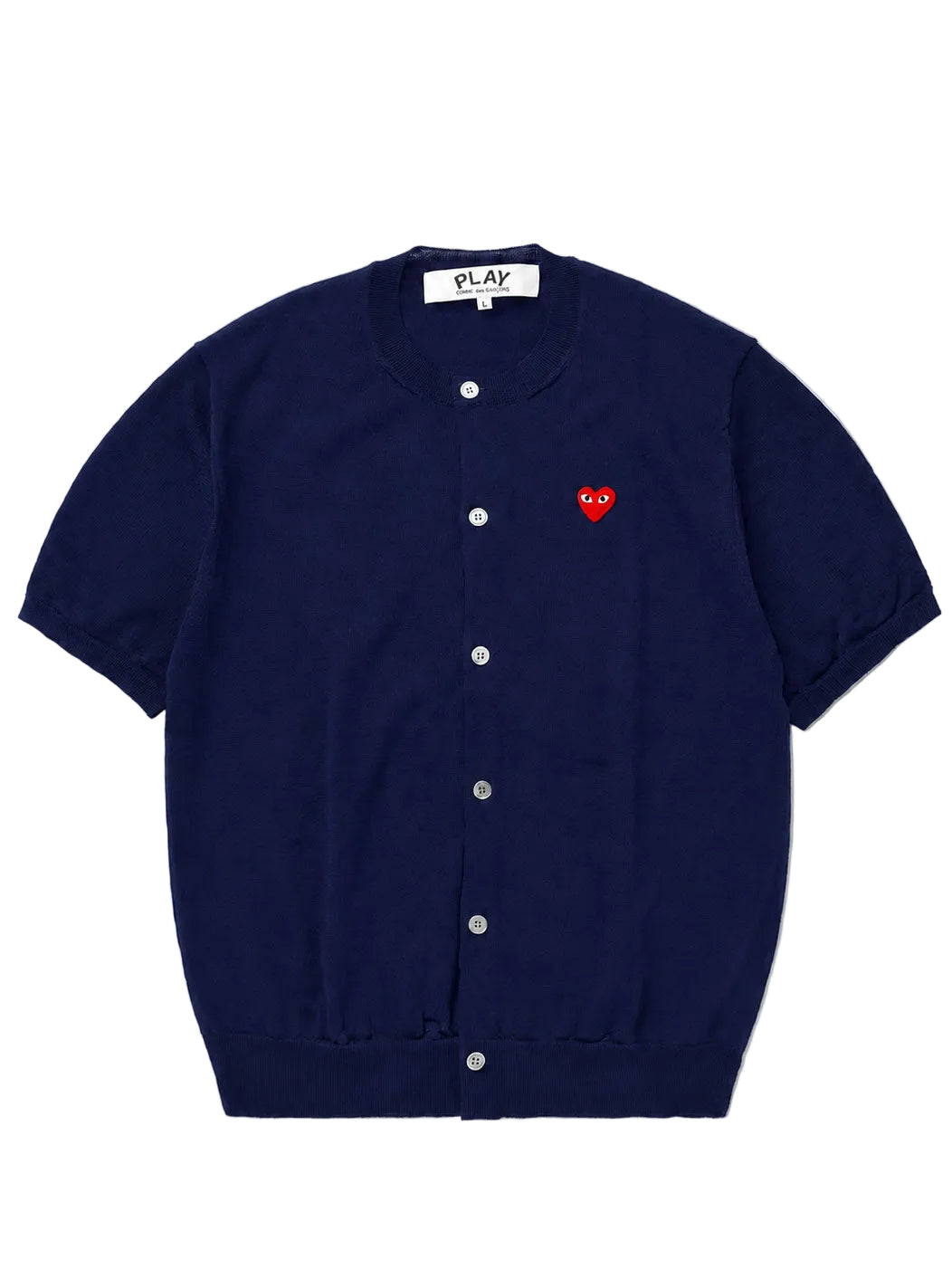 Unisex Round-Neck Cardigan Short-Sleeve - Navy