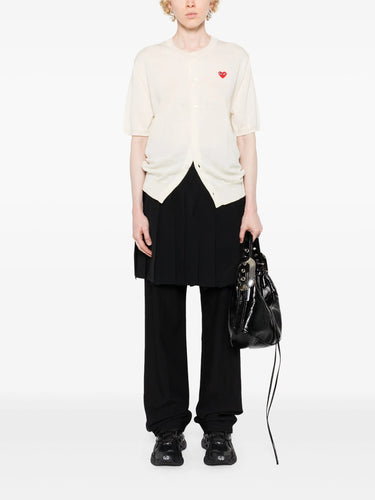 Unisex Round-Neck Cardigan Short-Sleeve in Off White from Comme des Garçons Play