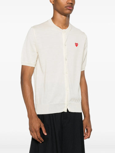 Unisex Round-Neck Cardigan Short-Sleeve in Off White from Comme des Garçons Play
