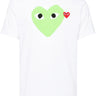 Unisex Short Sleeve Tee Big Green Heart in White from Comme des Garçons Play