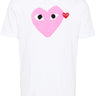 Unisex Short Sleeve Tee Big Pink Heart in White from Comme des Garçons Play