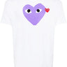Unisex Short Sleeve Tee Big Purple Heart in White from Comme des Garçons Play