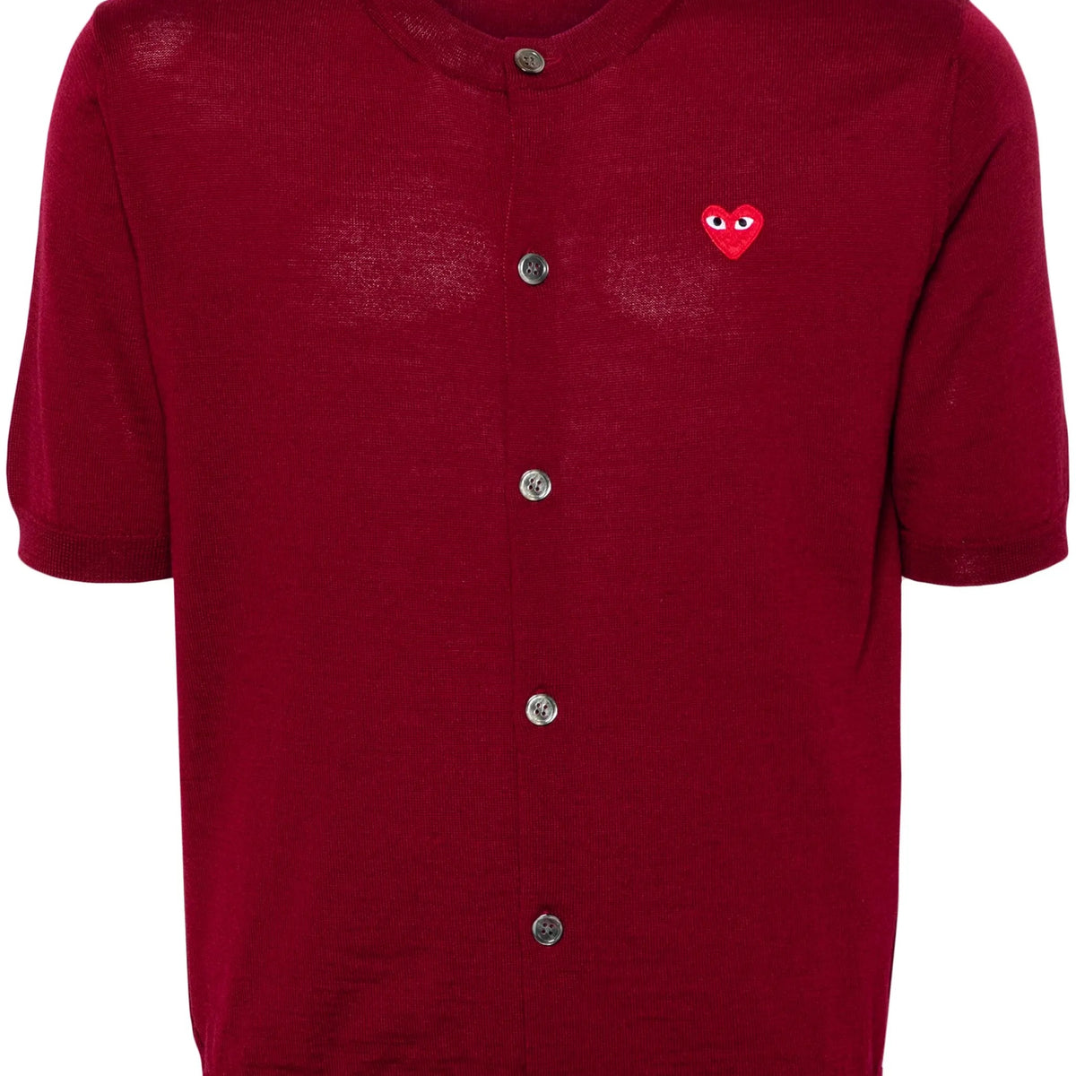 Comme des Garçons Play | Round-Neck Cardigan Short-Sleeve in Burgundy