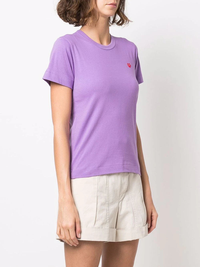 Womens Short Sleeve T Shirt Small Red Heart - Purple