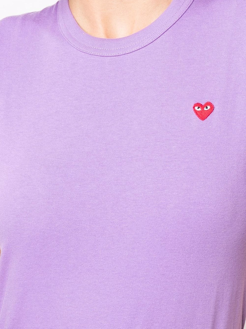 Womens Short Sleeve T Shirt Small Red Heart - Purple
