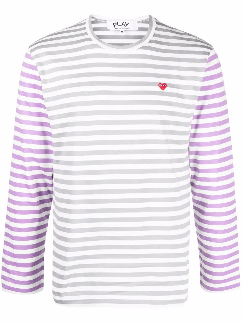 Comme Des Garçons │ Mens Long Sleeves Tee Bi-Colour Striped in Gray/Purple
