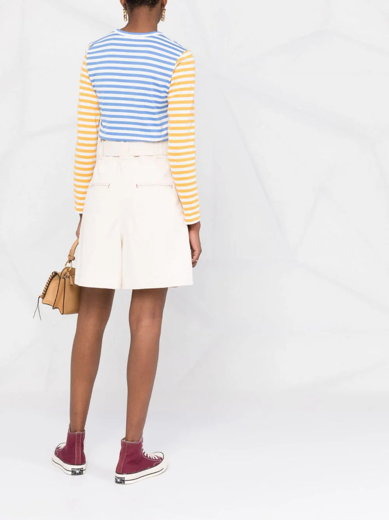 Comme Des Garçons │ Women's Long Sleeves Tee Bi-Colour Striped in Blue/Yellow