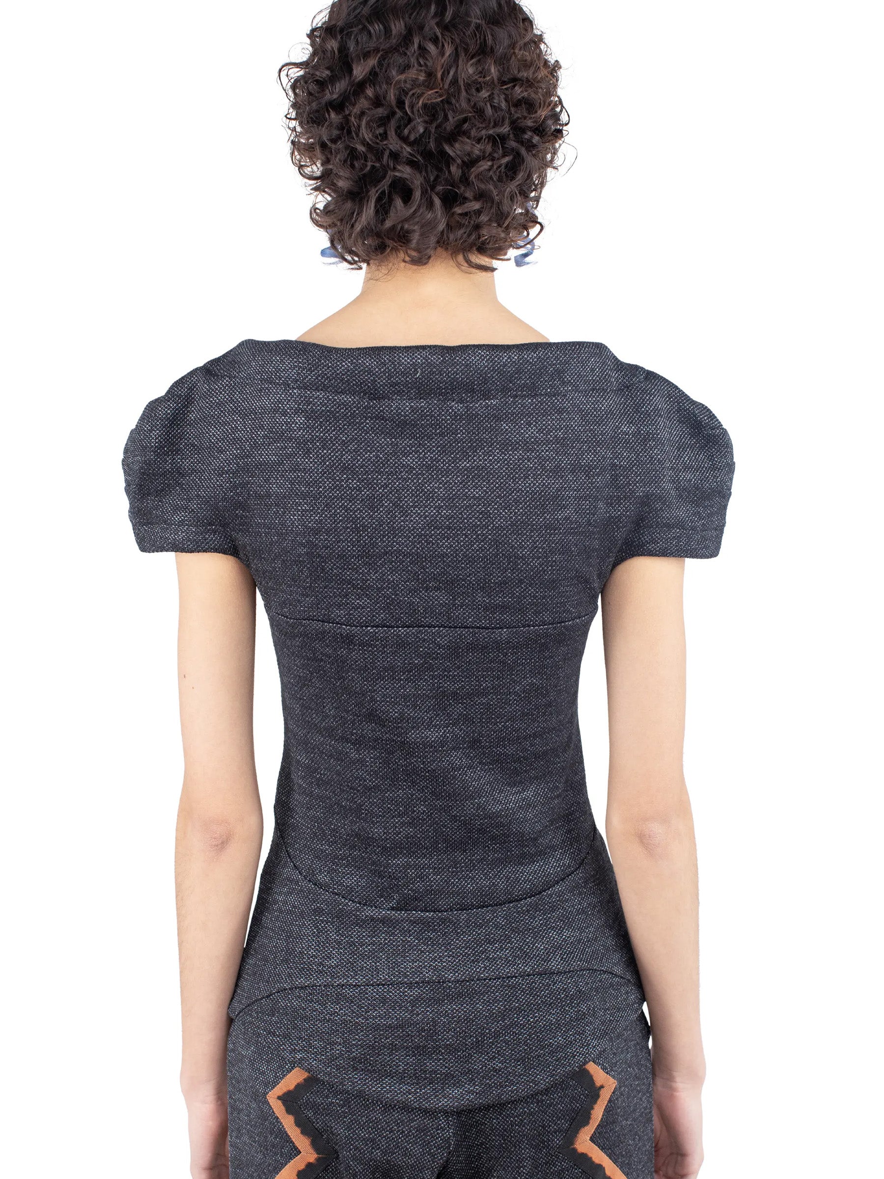 Back detail view of the Kiko Kostadinov Compass Jersey Top in Abyss Black.

