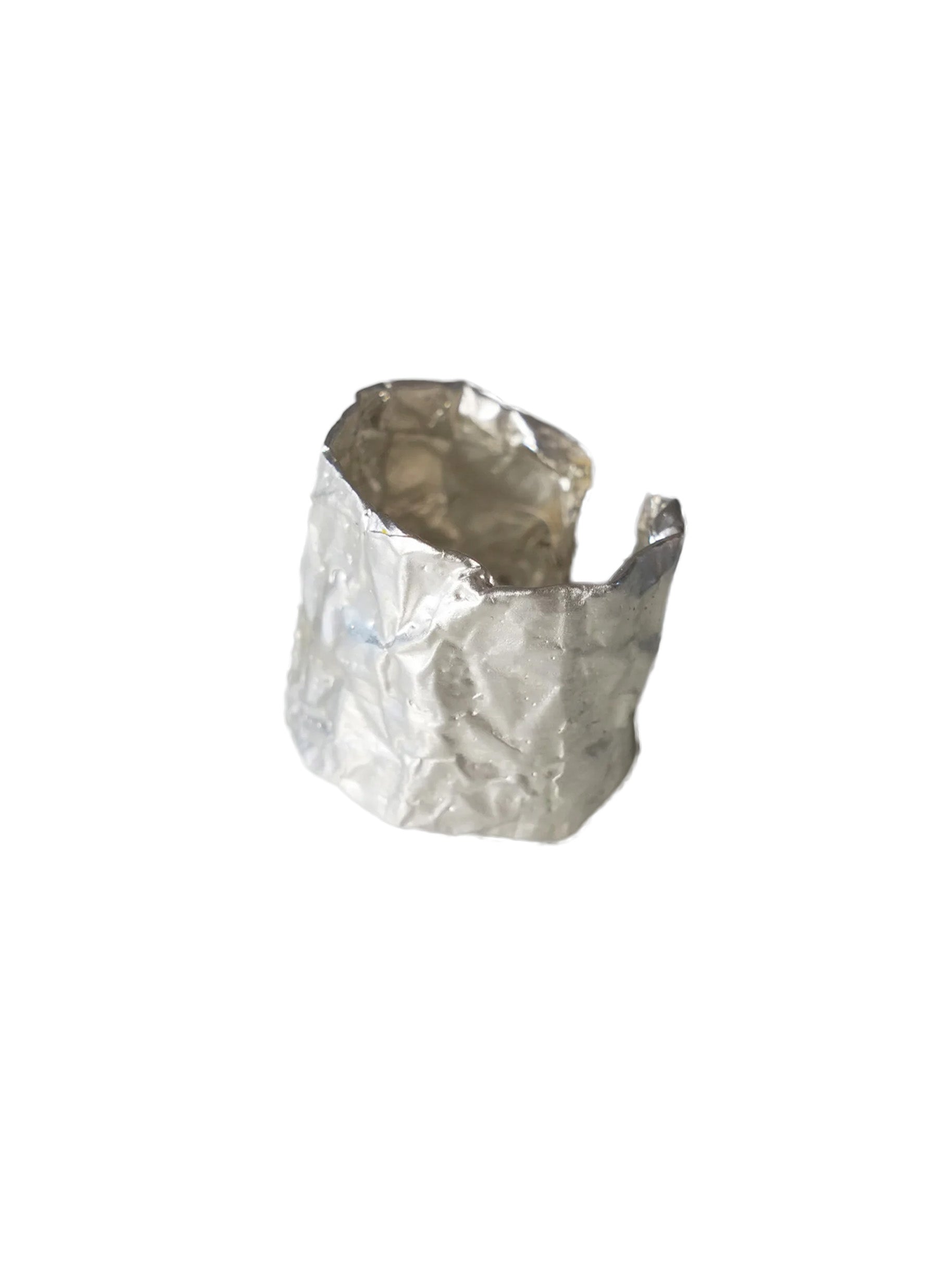 Saskia Diez silver-plated brass ring with sculptural crushed texture
