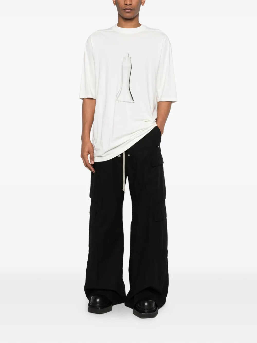 Rick Owens DRKSHDW Double Cargo Jumbo Belas Pants Black - full body view showing styling and oversized silhouette