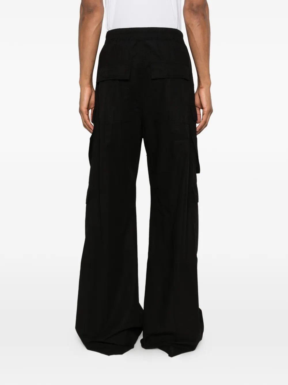 Rick Owens DRKSHDW Double Cargo Jumbo Belas Pants Black - back view showing wide leg silhouette and structure 