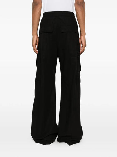 Rick Owens DRKSHDW Double Cargo Jumbo Belas Pants Black - back view showing wide leg silhouette and structure 