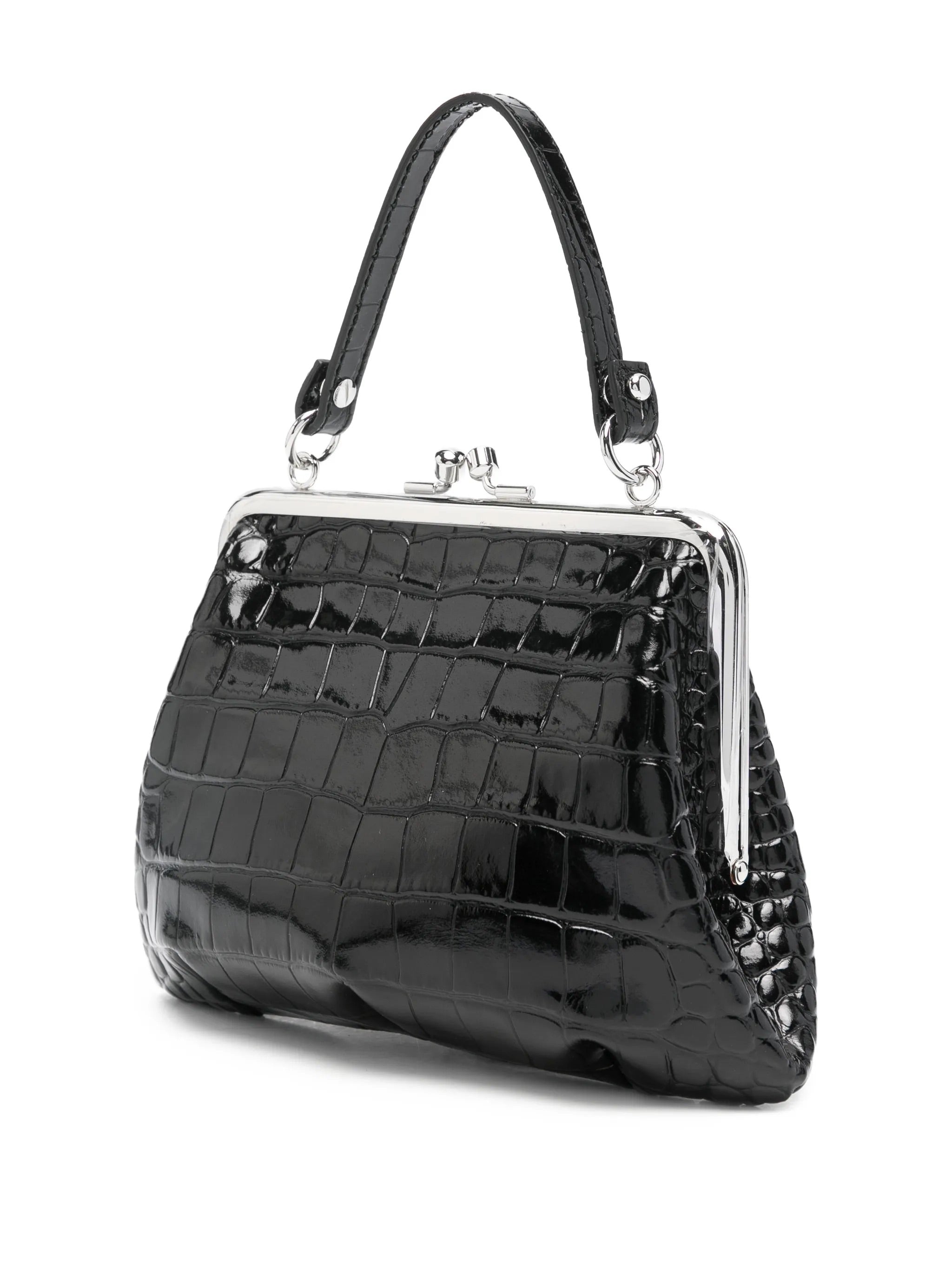 Side view of Vivienne Westwood Granny Frame Purse with top handle
