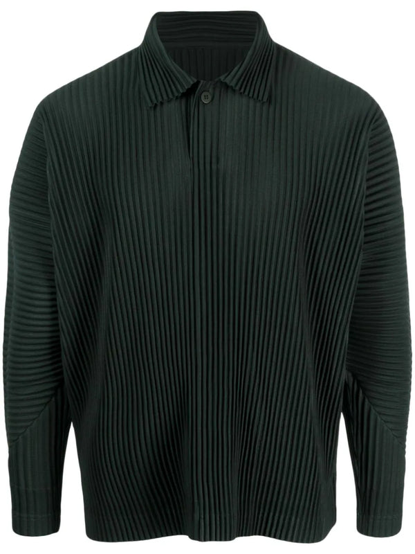 Issey Miyake Homme Plisse │ AW23 Collared Long Sleeve Shirt in Dark Green