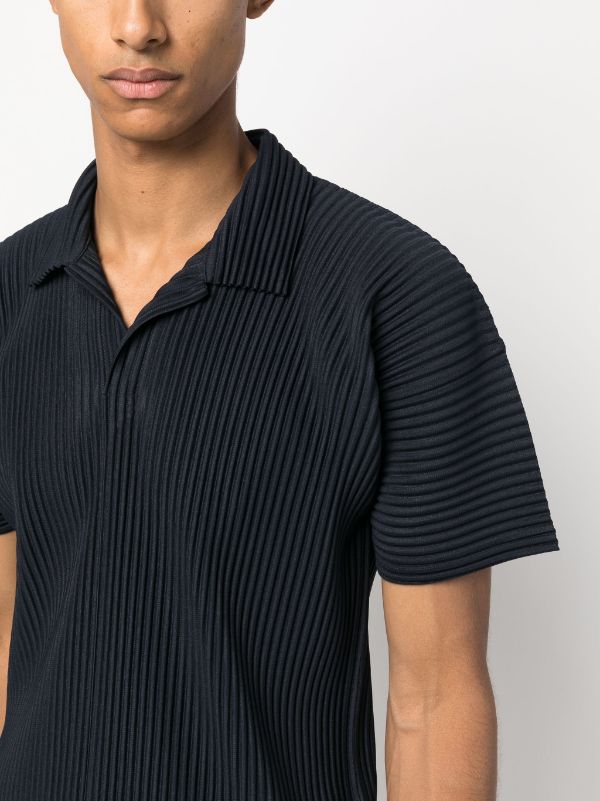 AW23 Pleated Polo Shirt - Navy