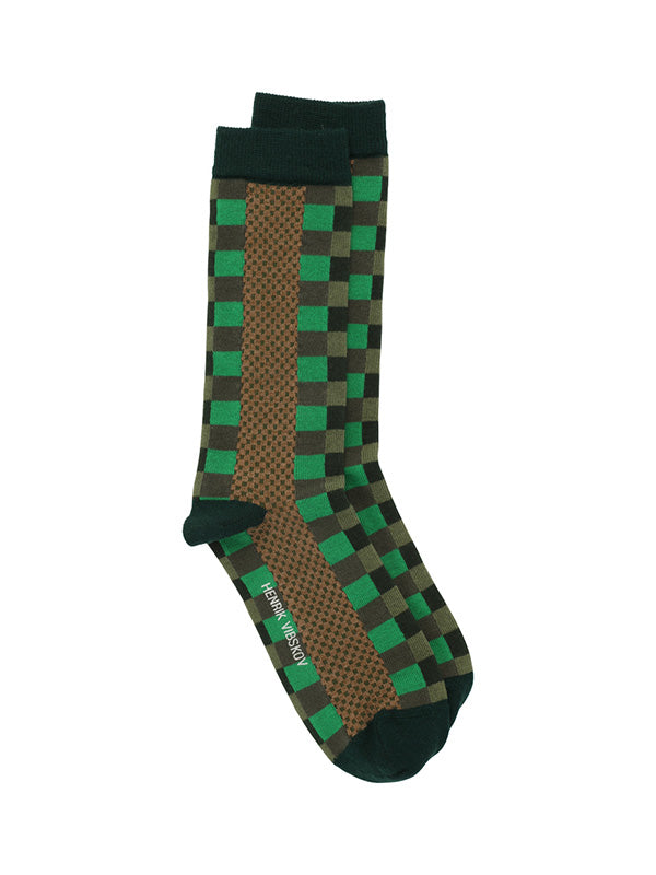 Henrik Vibskov - Block wool socks femme in green - 1