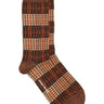 Blurry Stripes Socks Homme in Brown White Orange Checks from Henrik Vibskov
