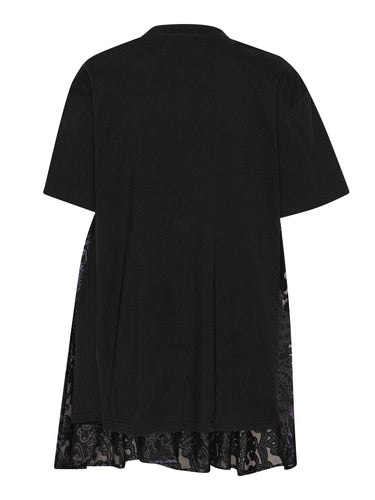 Henrik Vibskov Bon Chalant Tee in black, back view showing loose fit, gentle volume, and round neck shirt-sleeve silhouette from SS26 collection.