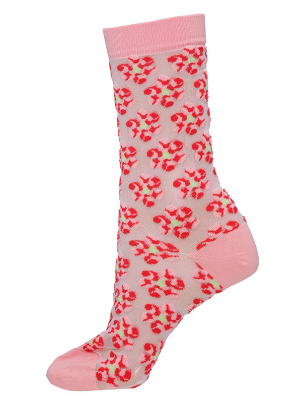 Henrik Vibskov - Boxing flower socks femme in transparent pink - 1