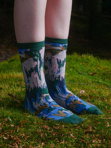 Brush Strokes Socks Femme in Green Multi Brush Strokes from Henrik Vibskov