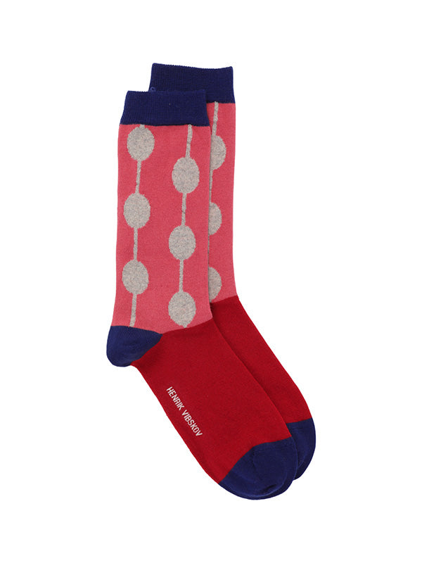 Henrik Vibskov - Bubble wool socks femme in pink and red bubble print - 1