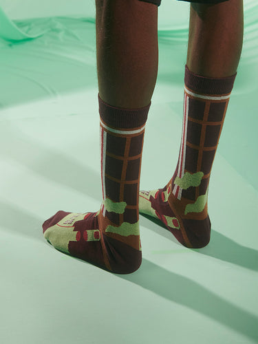 Chopped Finger Factory Socks Homme in Brown Pistachio Factory from Henrik Vibskov