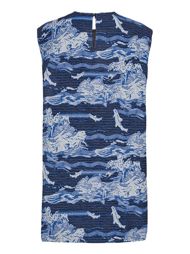 Dart Sleeveless Dress in Fishes Blue from Henrik Vibskov