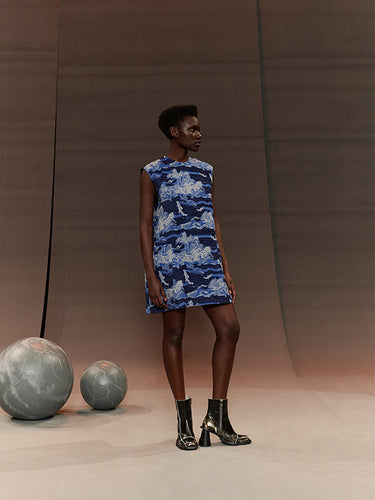 Dart Sleeveless Dress in Fishes Blue from Henrik Vibskov