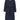 Front view of the Dimout Long Coat in Navy, showing the blazer collar, double-breasted front, dark check details, long sleeves, and side pockets.