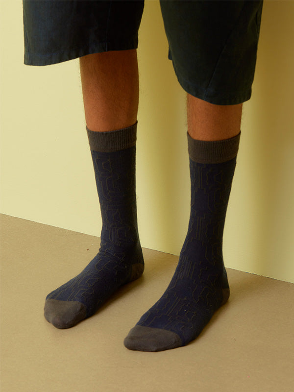 Henrik Vibskov - Dotted Box socks homme in Outline Eclipse - 2