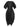 Front view of the Double Bass Dress in Black, showing the round neck, wide elbow-length sleeves, hourglass silhouette, and low–high hem.