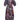 Front view of the Double Bass Dress in Space Chickens, showing the multicolour abstract chicken-and-space print, round neck, wide elbow-length sleeves, and hourglass silhouette.