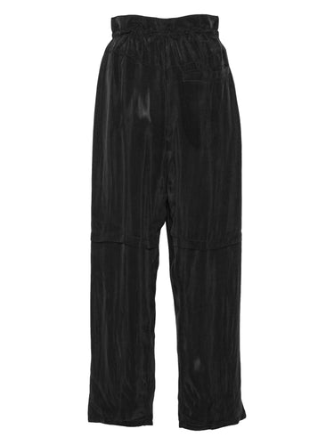 Back view of the Drawstring Pants in Black, showing the clean straight-leg silhouette and plain black finish.