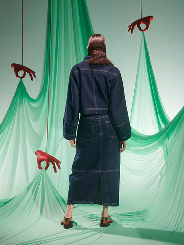 Henrik Vibskov - Dusk Denim Skirt in Navy Denim