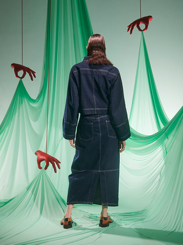Henrik Vibskov - Dusk Denim Skirt in Navy Denim