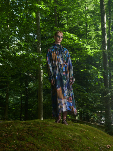 Exhale Parka in Multi Brush Drips from Henrik Vibskov