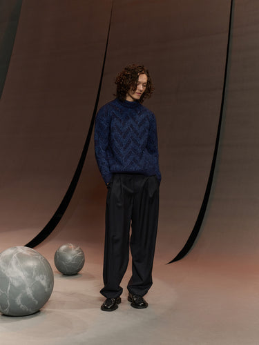 Flat Knitted Crewneck in Flat Navy from Henrik Vibskov