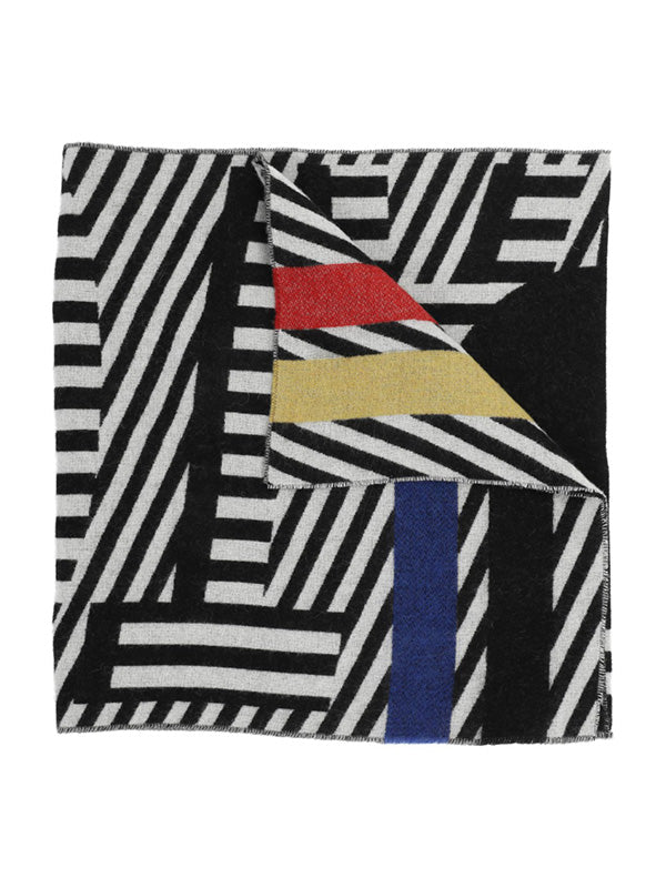 Henrik Vibskov - Football wool scarf in white and black and red - 1