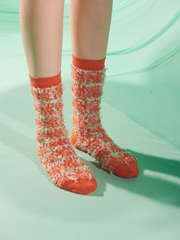 Henrik Vibskov - Hairy Handsome Chair Socks Femme in Orange Hairy Chair