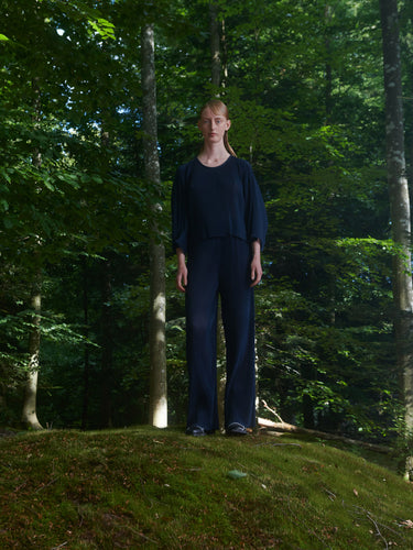 Index Plisse Blouse in Dress Blue from Henrik Vibskov