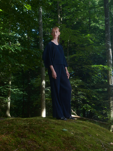 Index Plisse Blouse in Dress Blue from Henrik Vibskov