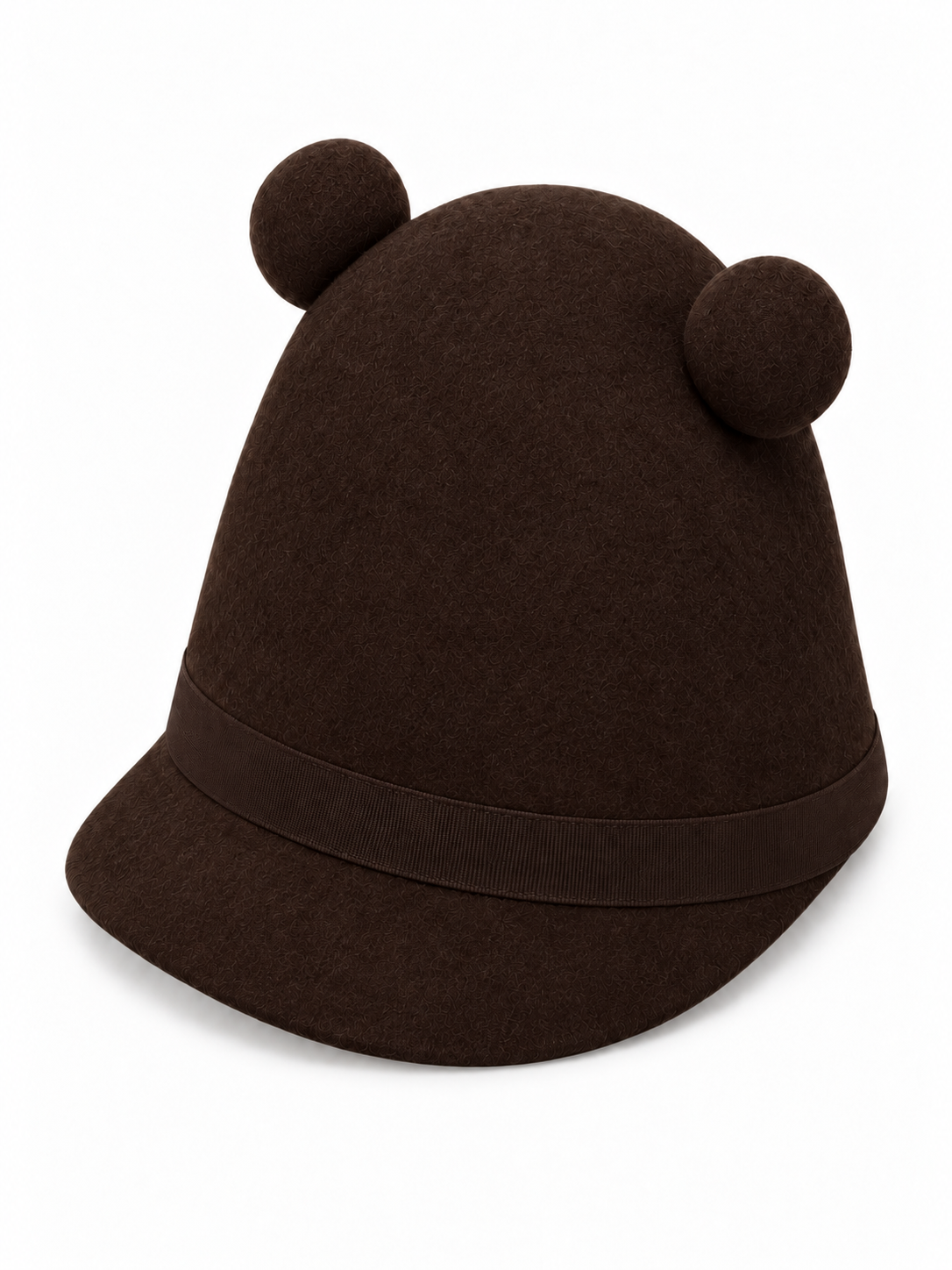 Tall brown felt hat with two circular details from Henrik Vibskov