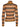 Striped sweater with brown, orange, and navy pattern on a white background