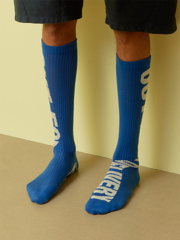 Henrik Vibskov - Out For Delivery socks homme - blue and off white - 2