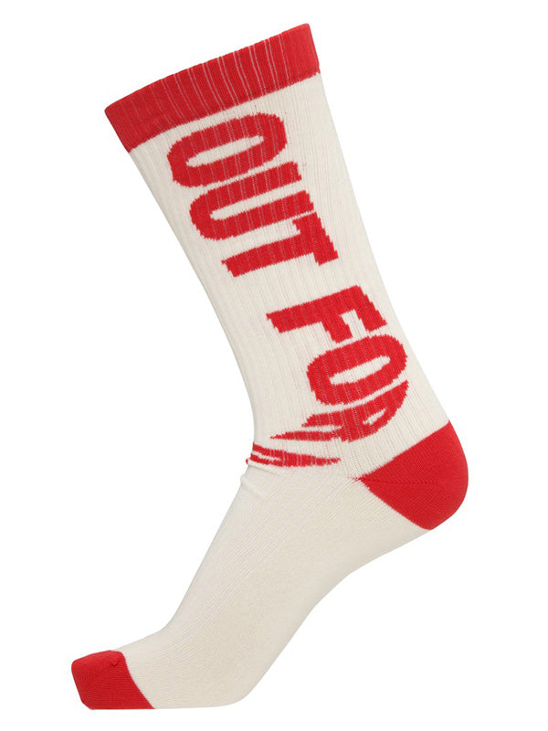 Henrik Vibskov - Our For Delivery socks homme in off white and red - 1