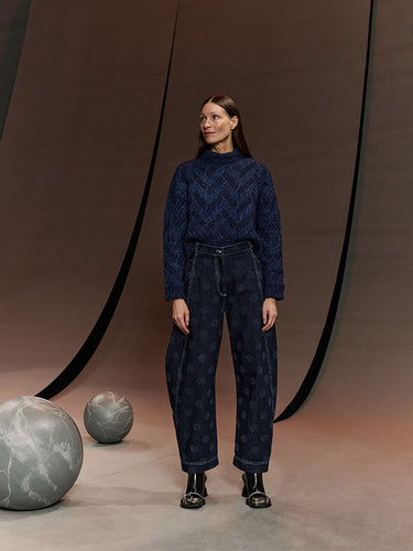 Post Denim Pants in Needle Punch Dots from Henrik Vibskov