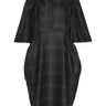 Black checkered dress with puff sleeves on a white background